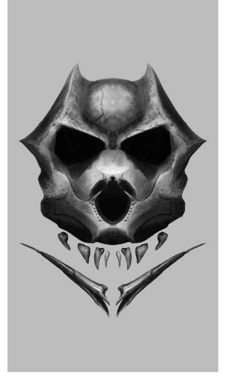 digital drawing of a symmetrical monster skull